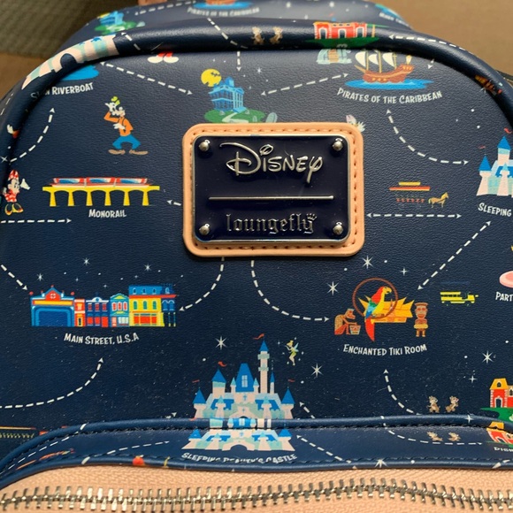 Disneyland 65th Anniversary Map 2-in-1 Convertible Mini Backpack Loungefly NWOT - Picture 9 of 10